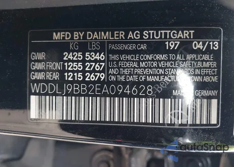 2014 Mercedes-Benz Cls 550 4Matic z USA, uszkodzony, nr VIN WDDLJ9BB2EA094628